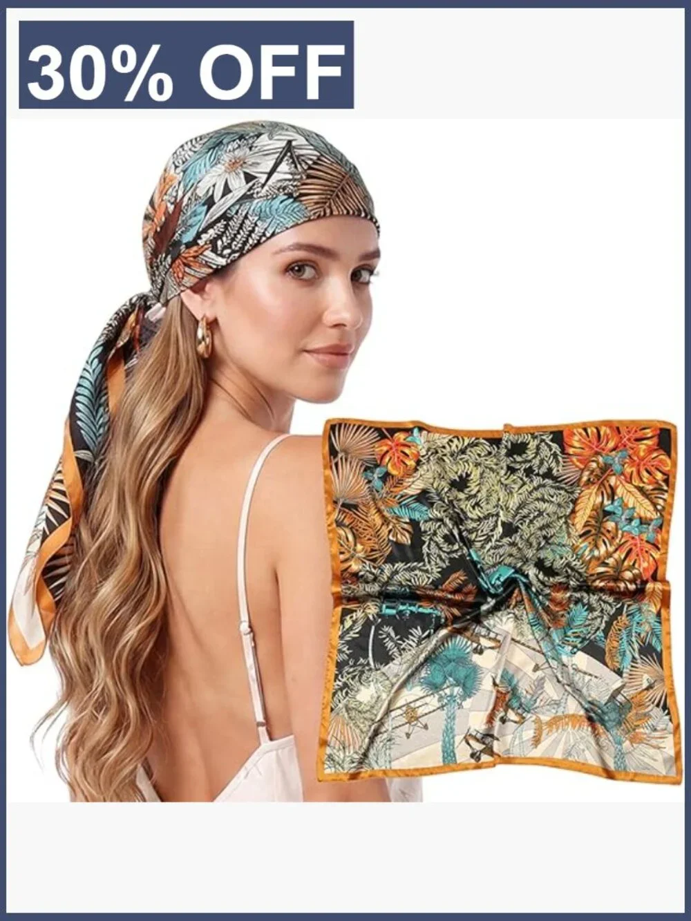 Silky Satin Square Scarf for Hair Wrapping at Night Bandana 35 Inch